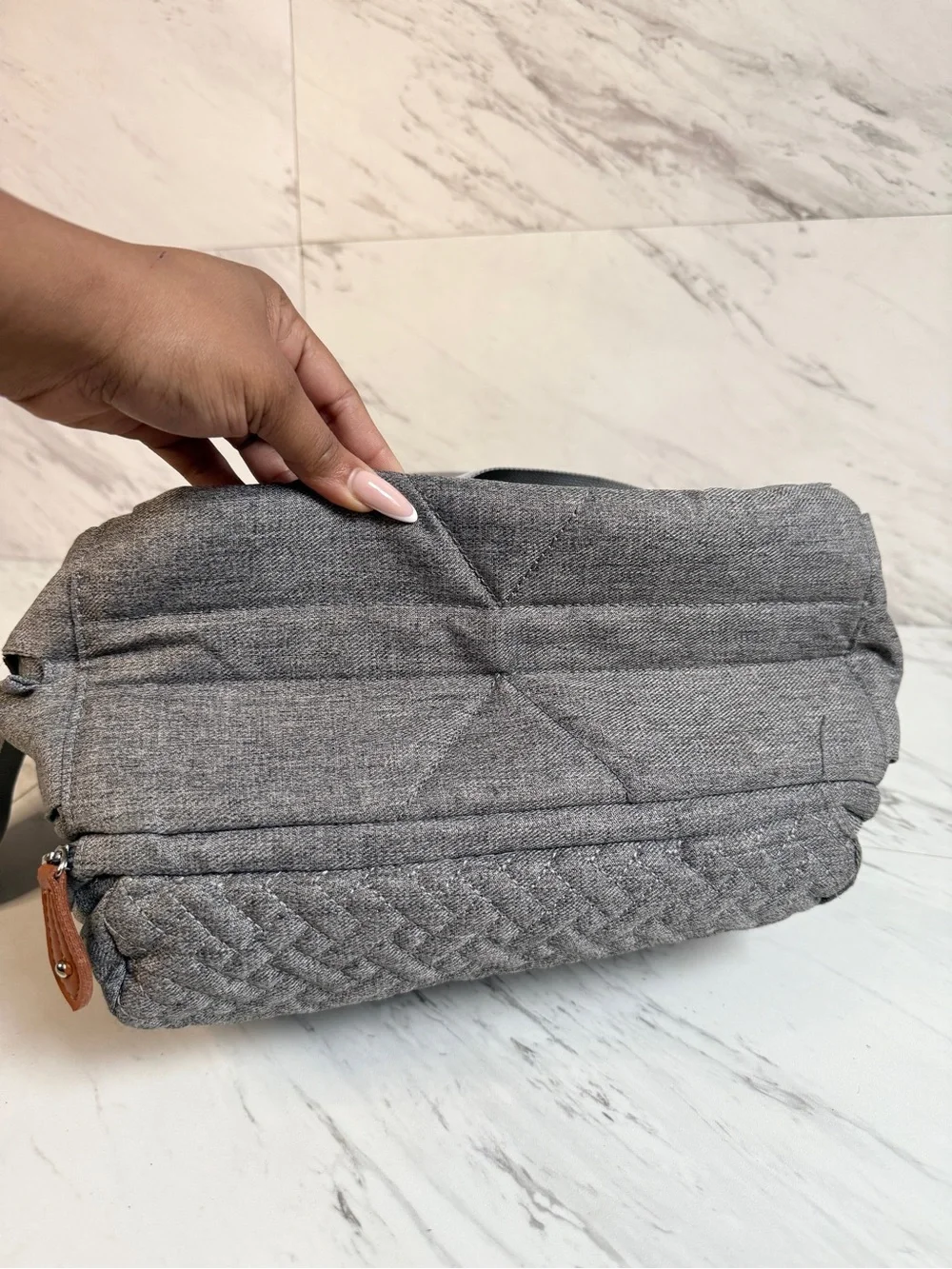 3/$50 BabbleRoo Gray Quilted Diaper Bag Backpack Multi Pocket Waterproof Baby